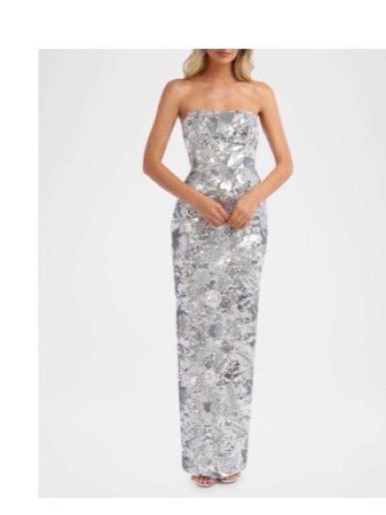 Helsi Dresses & Skirts - Strapless Silver Sequin Column Gown